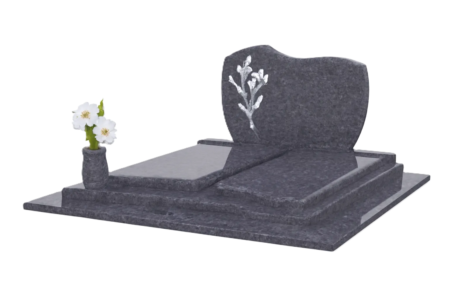 Monument funéraire double en granit gris